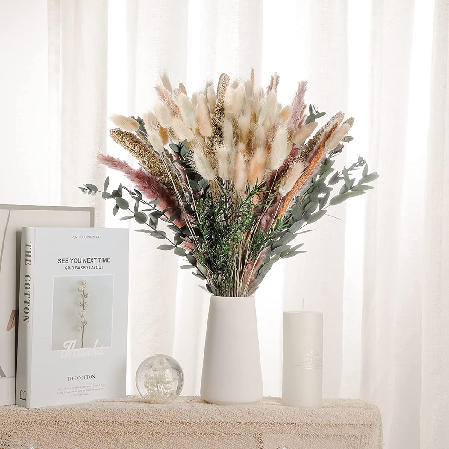 Trockenblume 100% Natürliche Trockenblumen,Pampasgras Trockenblumen Deko, 8 günstig online kaufen