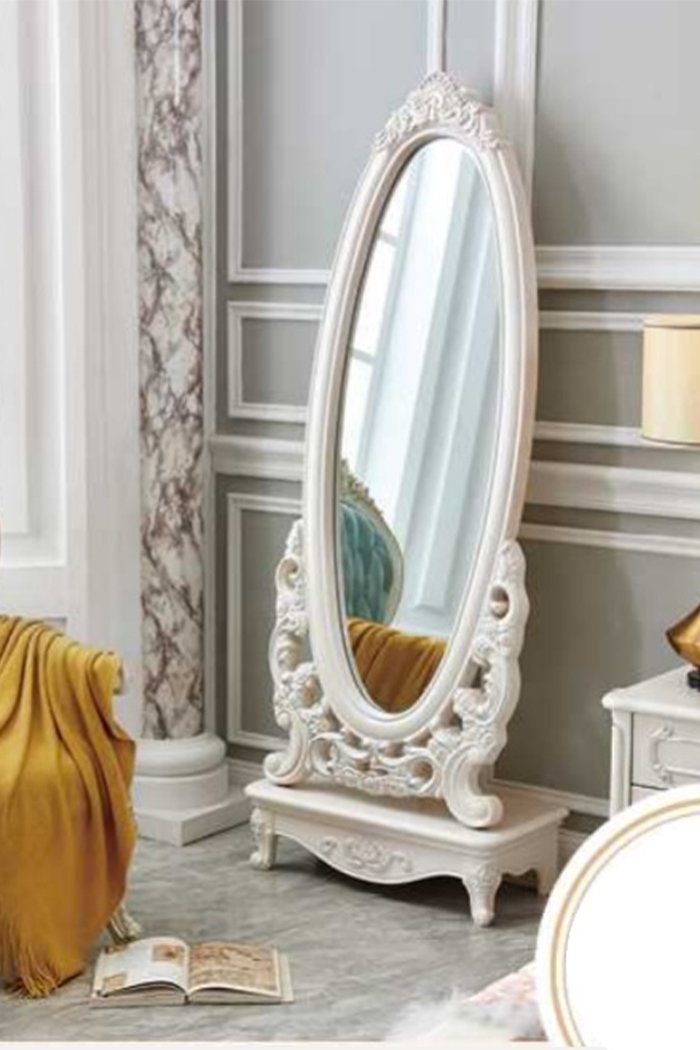 Rokoko Neu Barock Oval Design Klassischer Spiegel, JVmoebel Weiß Steh Großer Spiegel