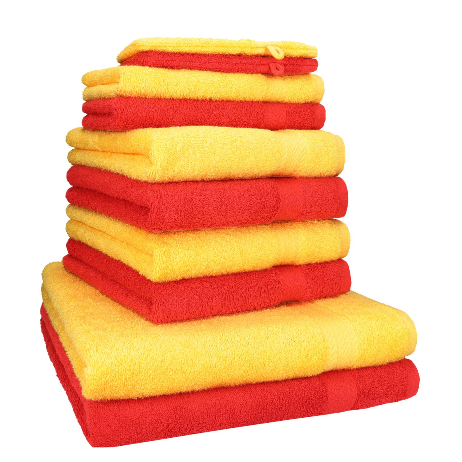 Betz Handtuch Set 10-TLG. Handtuch-Set Premium Farbe Rot & Gelb, 100% Baumwolle (Set, 10-St)