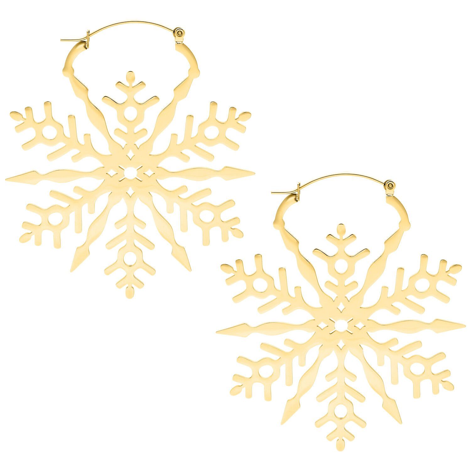 Wildcat Paar Creolen Snowflake Hoops, Hochglanzpoliert,Wasserfest Gold