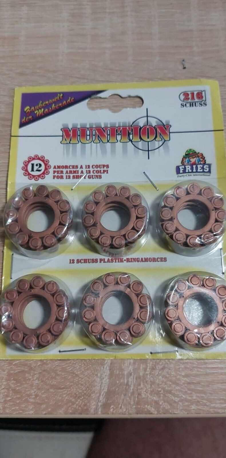 Fries Spielzeugmunition 12-er Ring 216 Schuss Munition Karneval Party Kinder Pistolen Revolver, 18 x 12er Ringe 216 Schuss