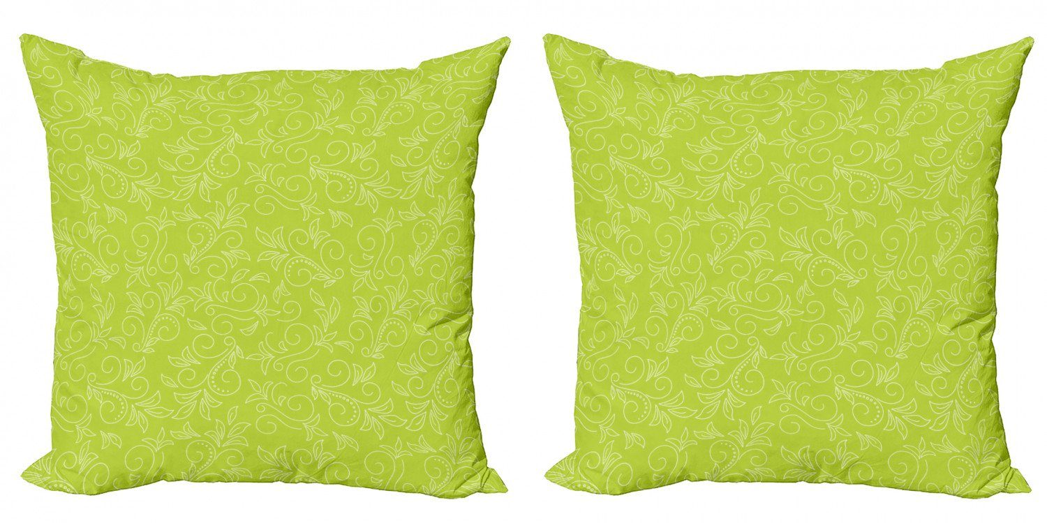 Abakuhaus Kissenbezüge (2 Flora Digitaldruck, Stück), Modern Accent Grünes Doppelseitiger Doodle Blatt Curly