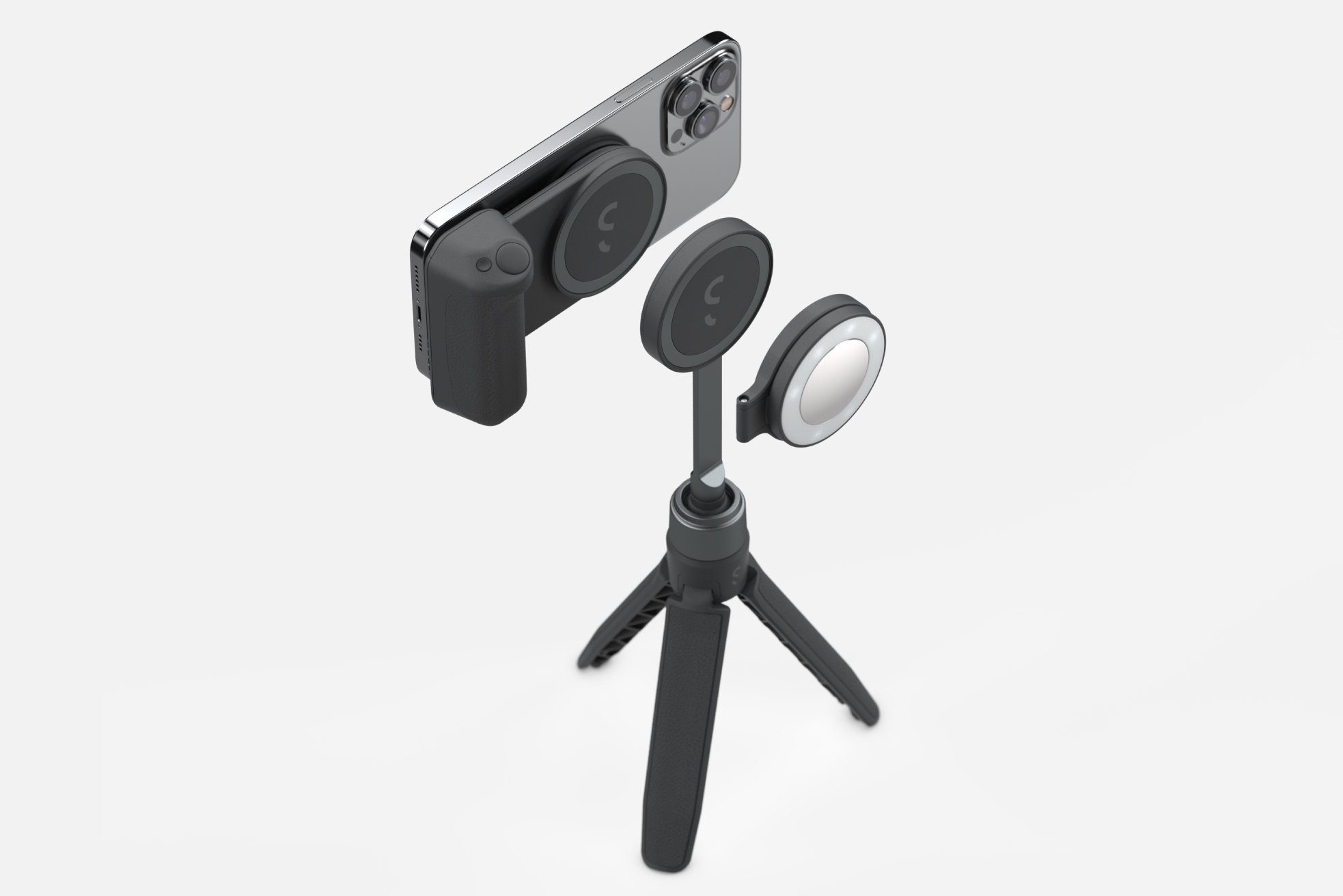 ShiftCam Smartphone-Halterung SnapGrip Kit, (Bestehend aus SnapGrip, SnapPod & SnapLight, Magnetische Plug-and-Play Smartphone-Ausrüstung)