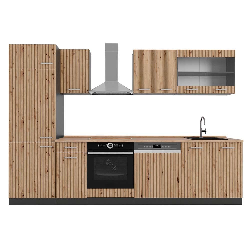 Vicco Küchenzeile R-Line, Artisan Eiche/Anthrazit, 300 cm, AP Eiche