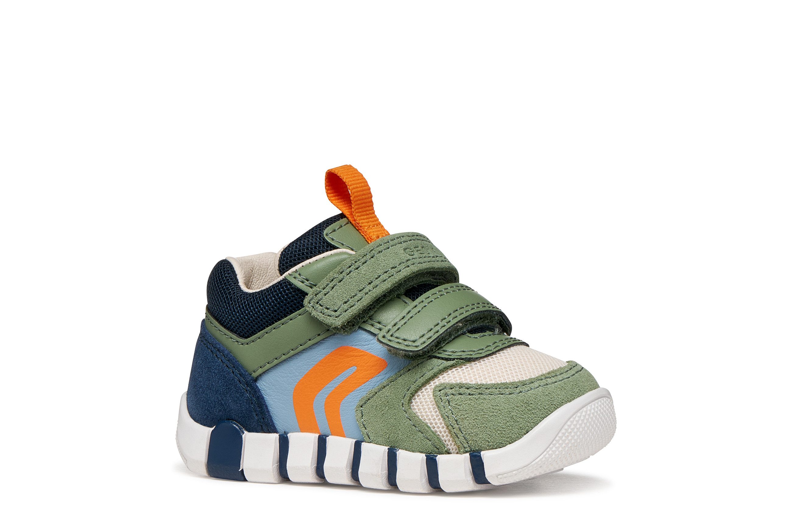 Geox B IUPIDOO BOY Lauflernschuh Babyschuh mit farbigen Besätzen, Größenschablone zum Download