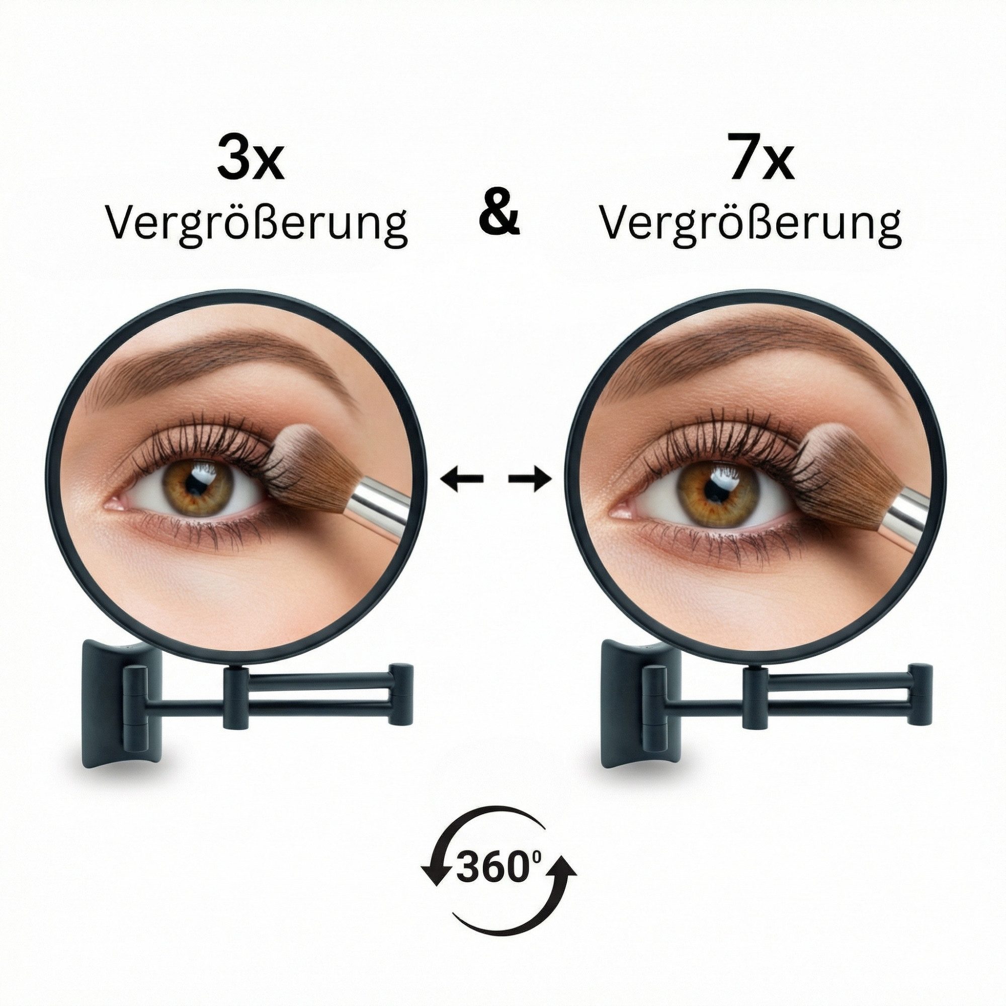 Libaro Kosmetikspiegel IMOLA mit 3-fach & 7-fach Vergrößerung, Schminkspiegel Wandmontage, Vergrößerungsspiegel, Rasierspiegel 2-seitig, klappbar 360° schwenkbar