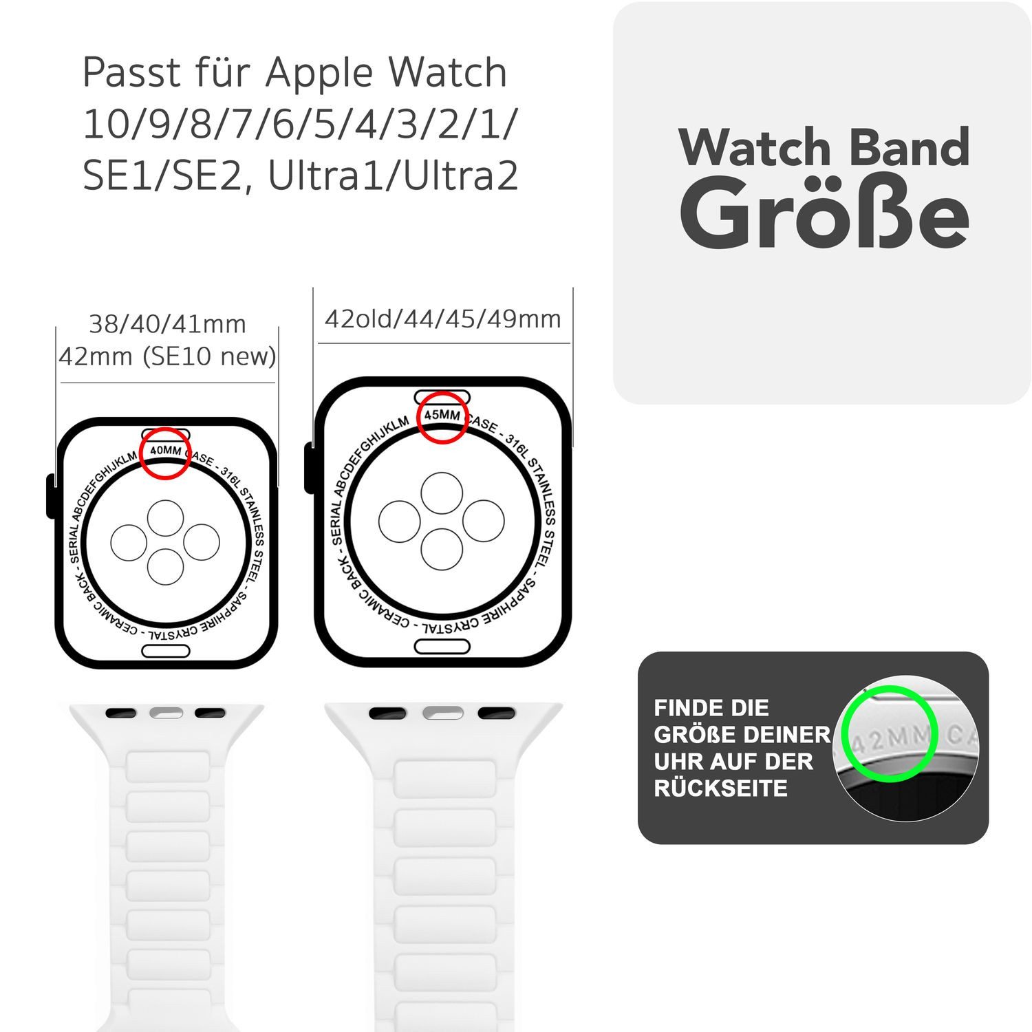 Nalia Smartwatch-Armband Apple Watch 49mm/46/45/44/42(Serie 1-3), Magnetisc günstig online kaufen
