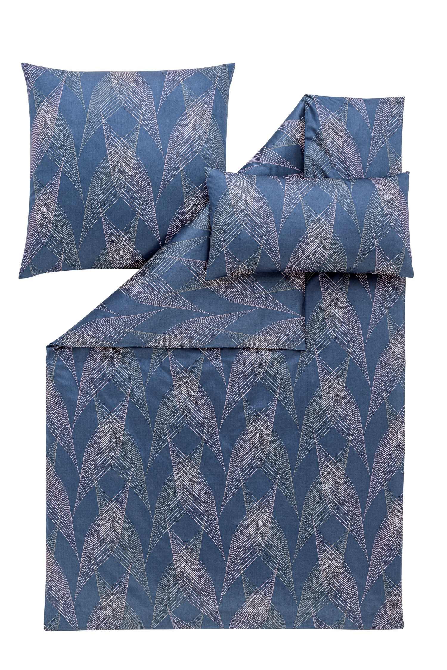 Estella Bettwäsche Estella Mako-Satin Bettwäsche 135x200 Timur blau Spiralen Abstrakt, Mako-Satin, 2 teilig, für Sommer und Winter