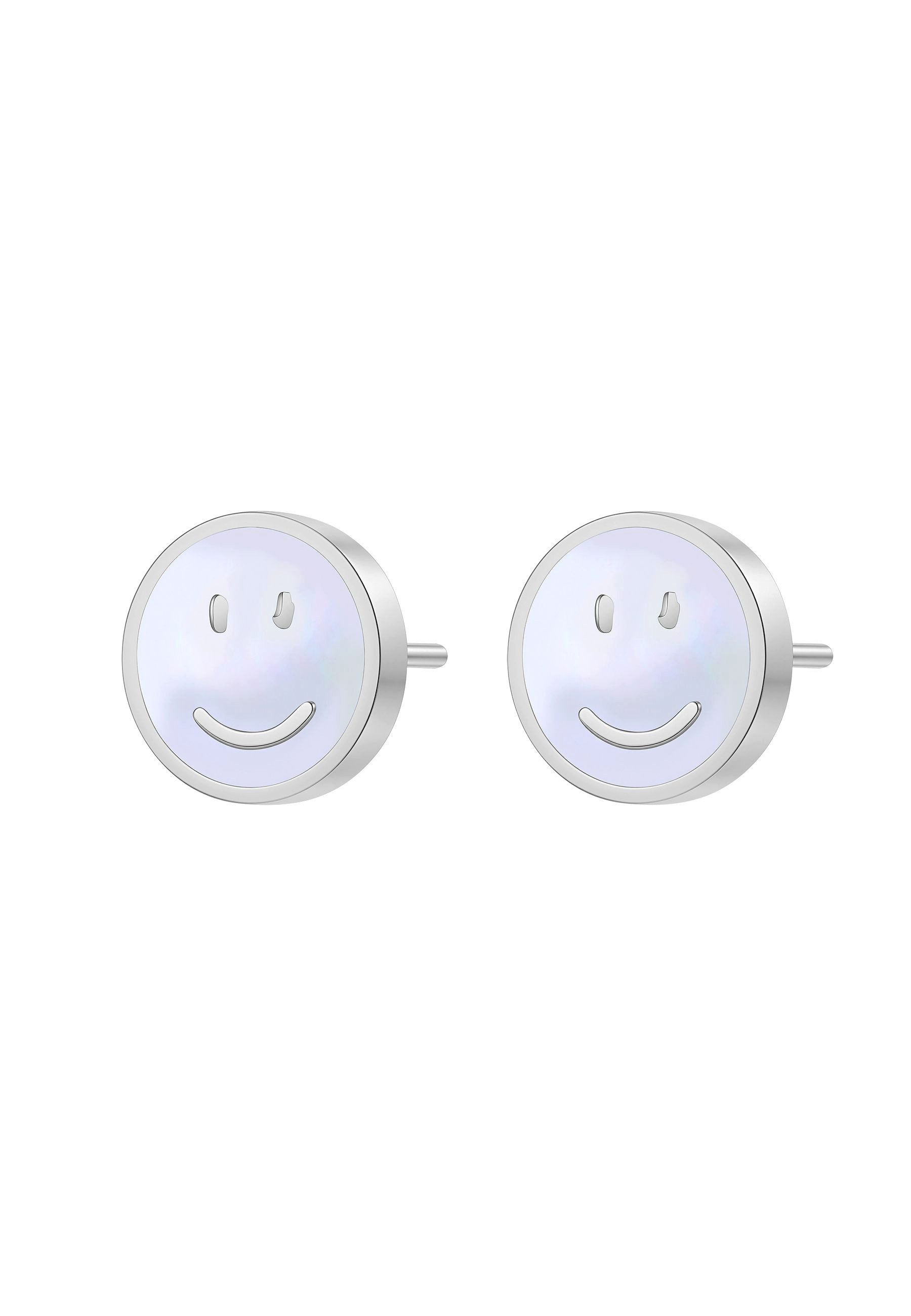 Hey Happiness Paar Ohrstecker Smiley Gesicht, mit Muschel, Kleine Ohrringe Damen Edelstahl in Gold & Roségold, sommerlich