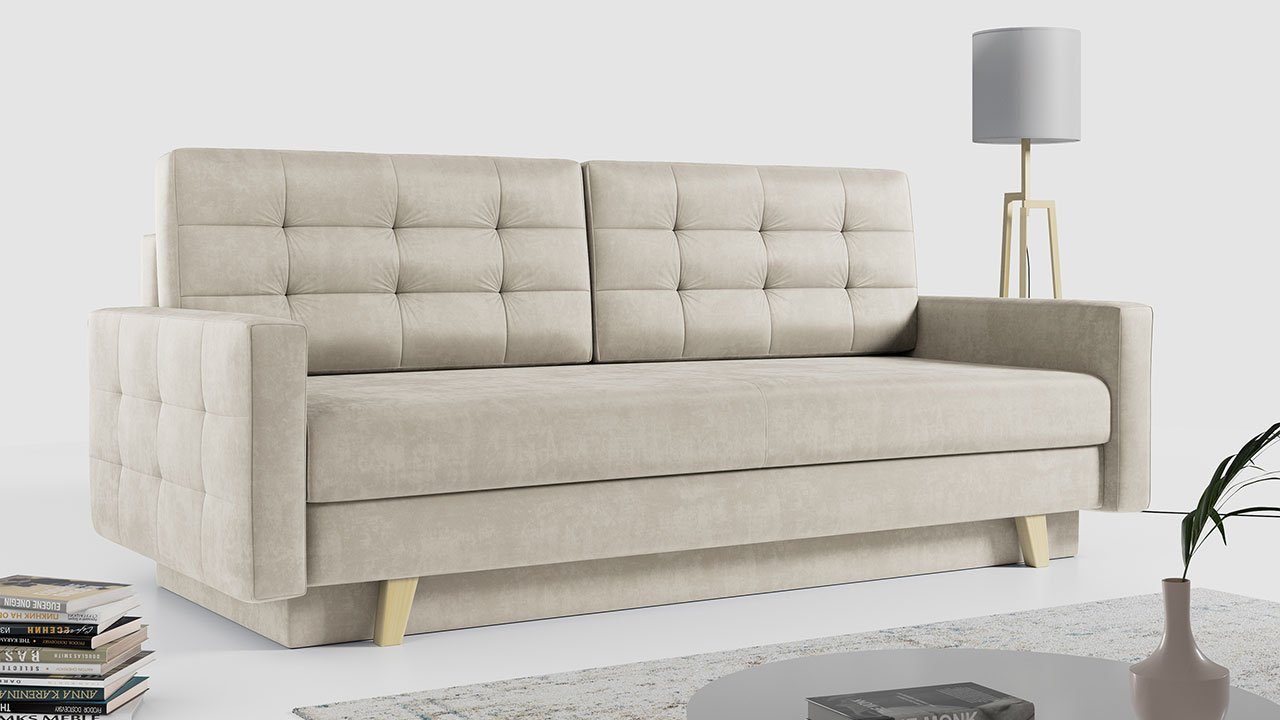 MKS MÖBEL Sofa Schlaffunktion Still Beige FRIGA, mit Paros Bettkasten, und Modern