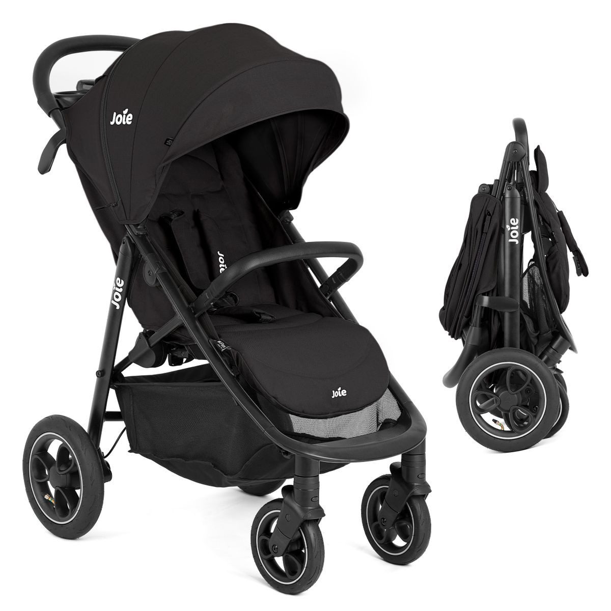Joie Kinder-Buggy Litetrax Pro Air - Shale, Sportwagen mit Liegefunktion, Luftreifen & Regenschutz bis 22 kg