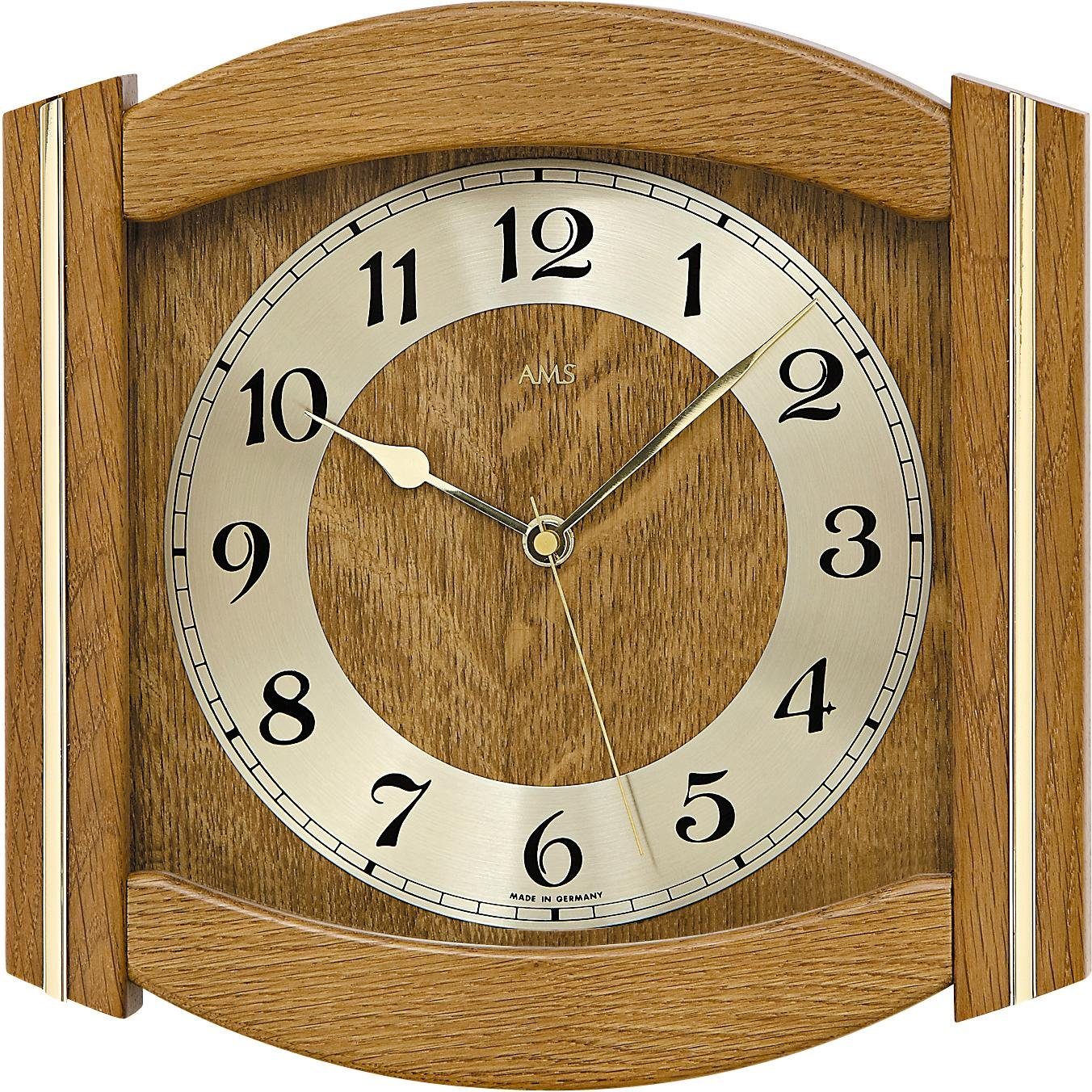 AMS Funkwanduhr F5822/4 (Quarz,Holz,Glas,Eiche,Wohnzimmer,Esszimmer,Küche,M günstig online kaufen