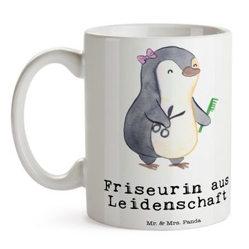 Mr. & Mrs. Panda Tasse Friseurin Leidenschaft - Weiß - Geschenk, Tasse, Frisörin, Becher, Au, Keramik, Herzberührende Designs