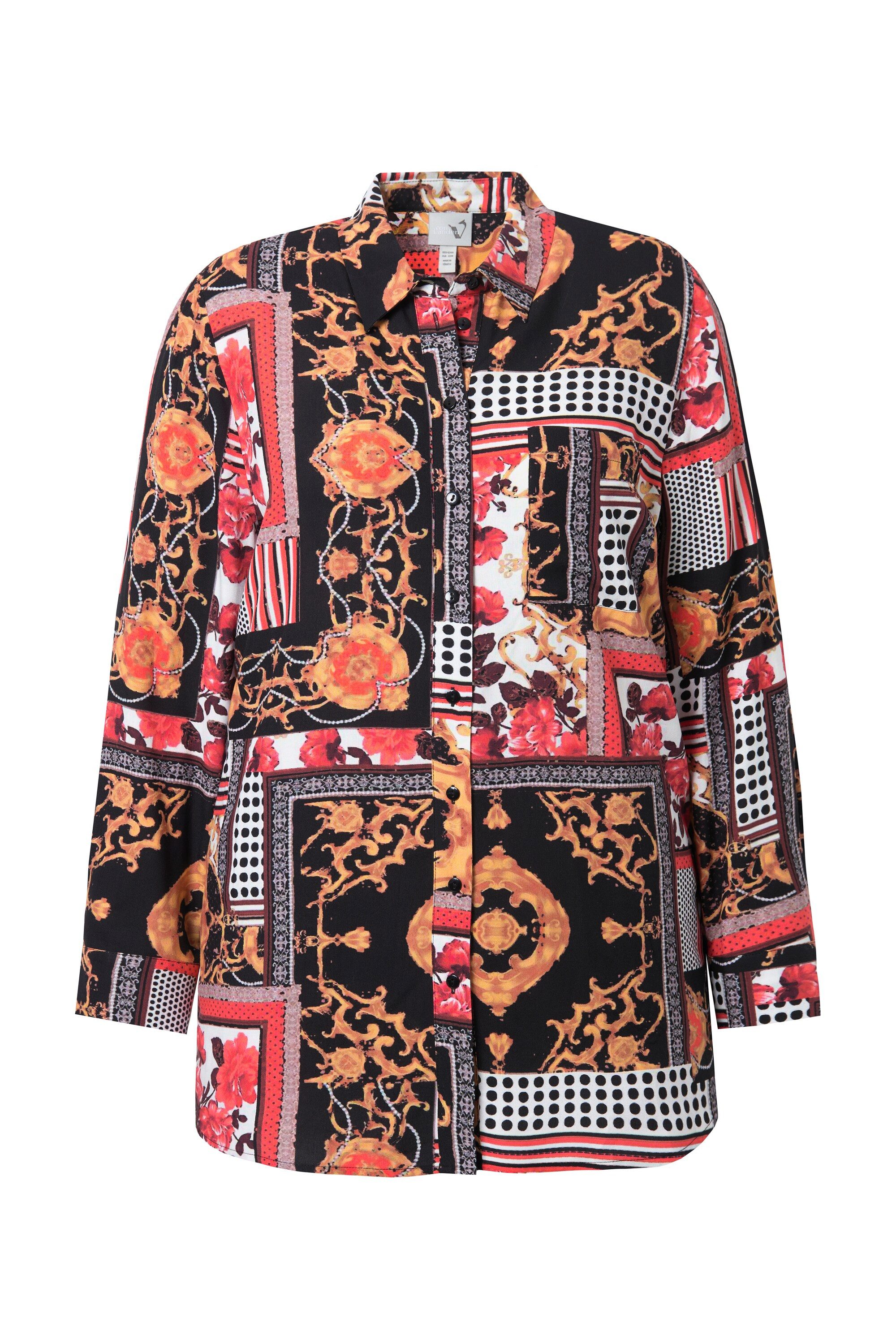 Ulla Popken Hemdbluse Hemdbluse Landhausmuster Hemdkragen günstig online kaufen