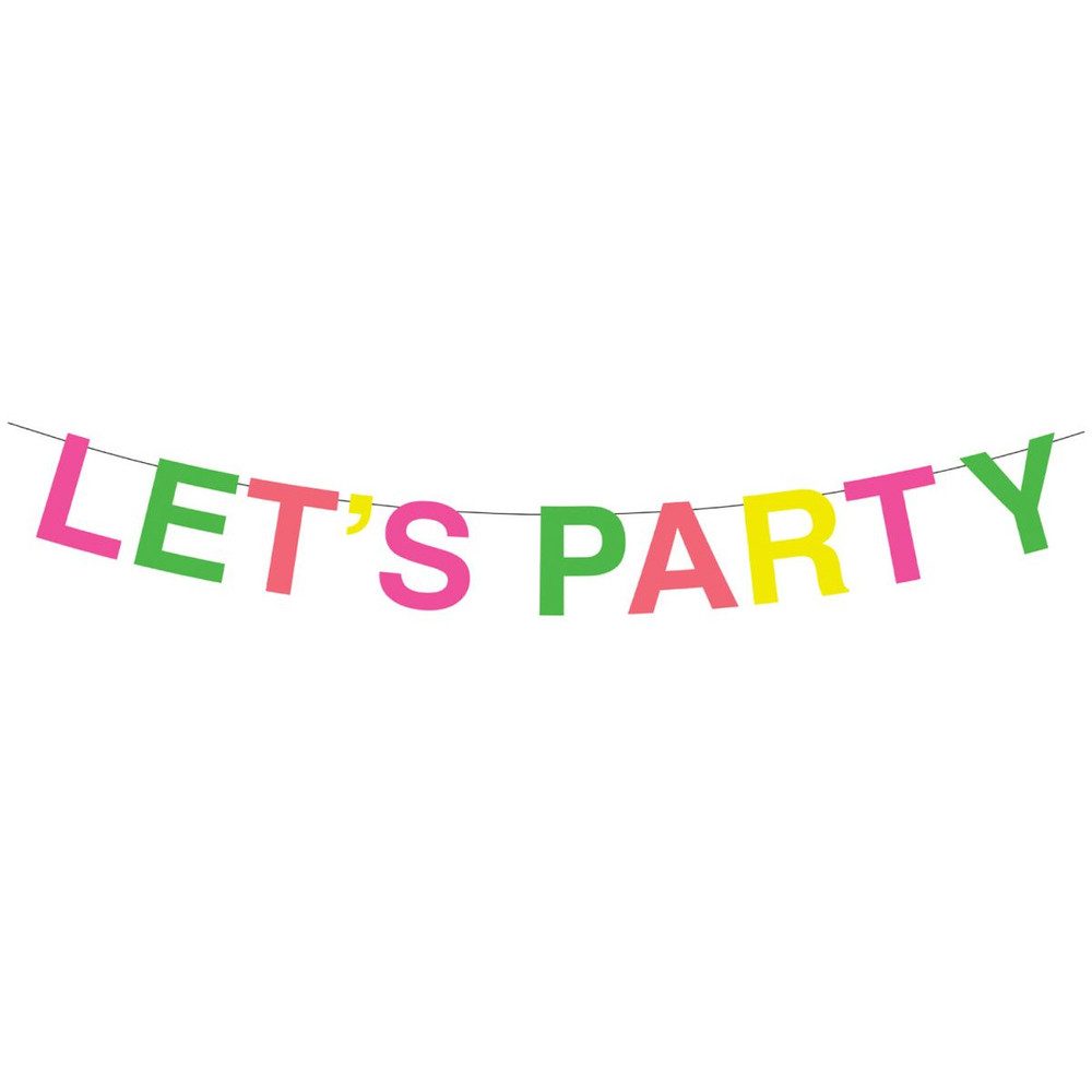 Procos Luftschlange Partygirlande - Let's Party - neon - ca. 2 m