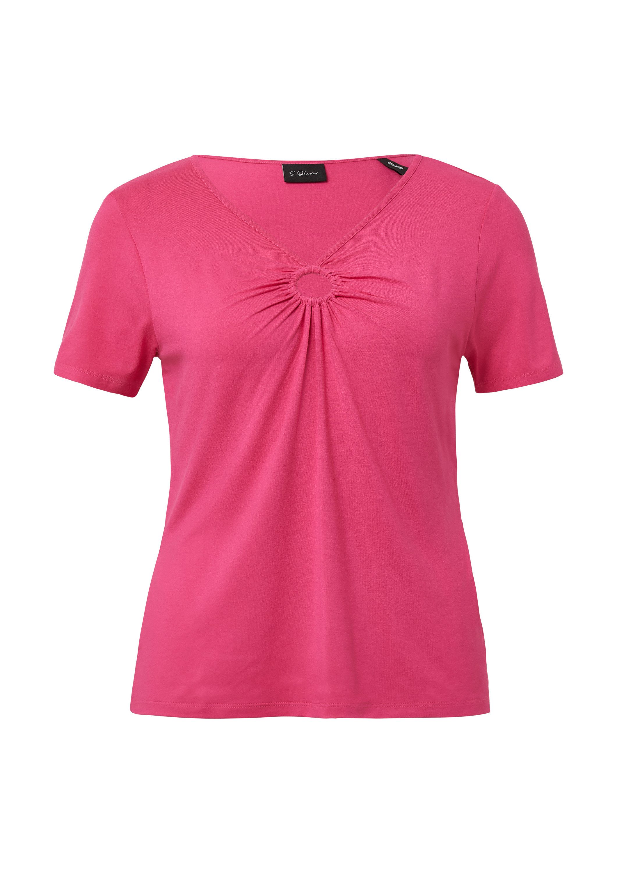 s.Oliver Kurzarmshirt T-Shirt T-Shirt aus Viskosestretch mit Ringdetail günstig online kaufen