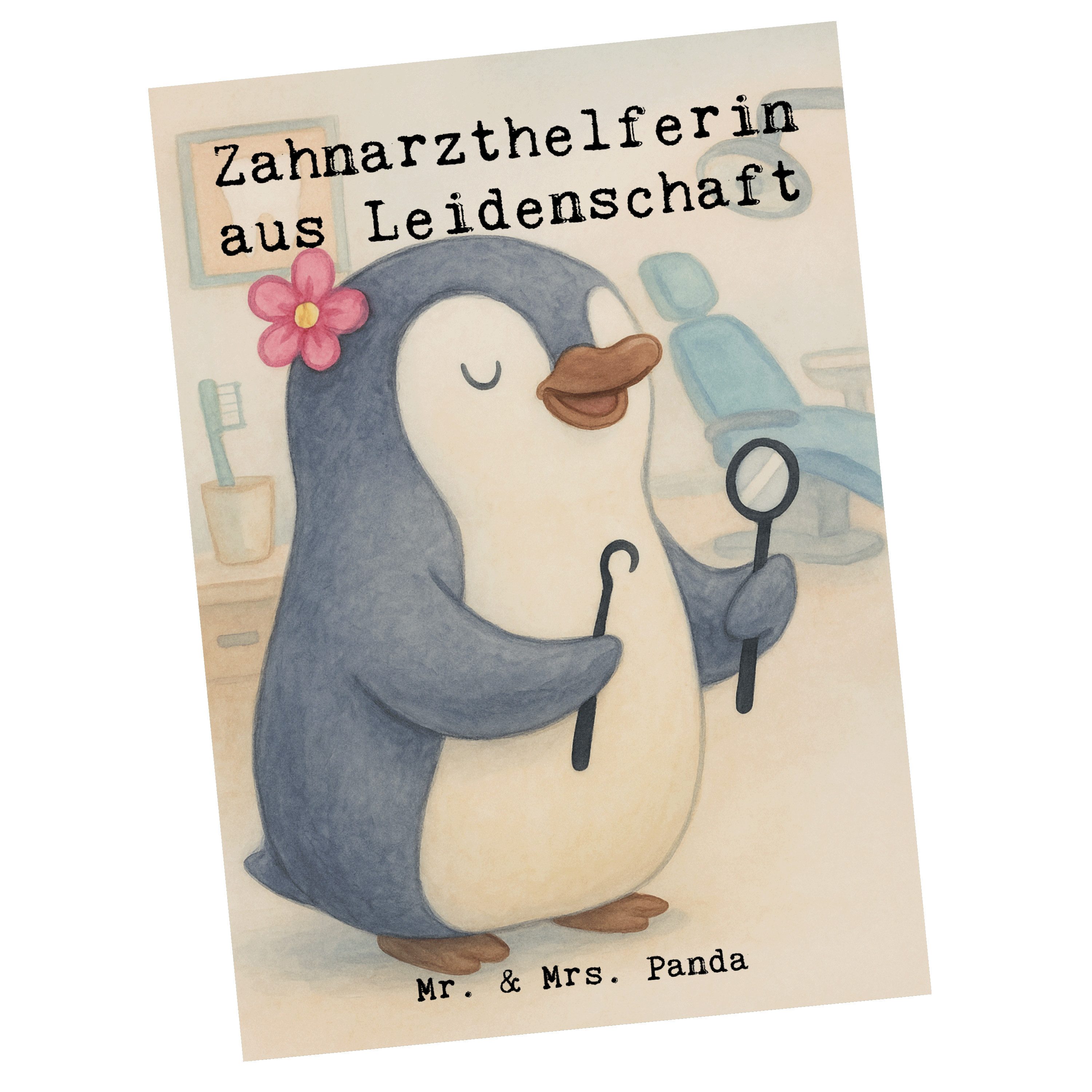 Mr. & Mrs. Panda Postkarte Zahnarzthelferin Leidenschaft Design, Postkarte, Weiß, Postkarten, sp, Fotokarte Postkarte spruchkarte