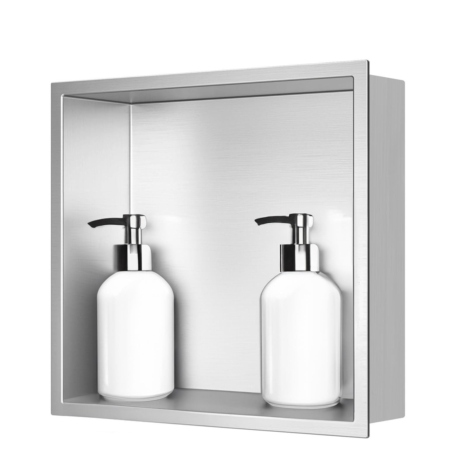 SaniteModar Duschwand Wandnische Dusche 30×30×10cm, Edelstahl, (1 tlg), Einzelregal zur Lagerung