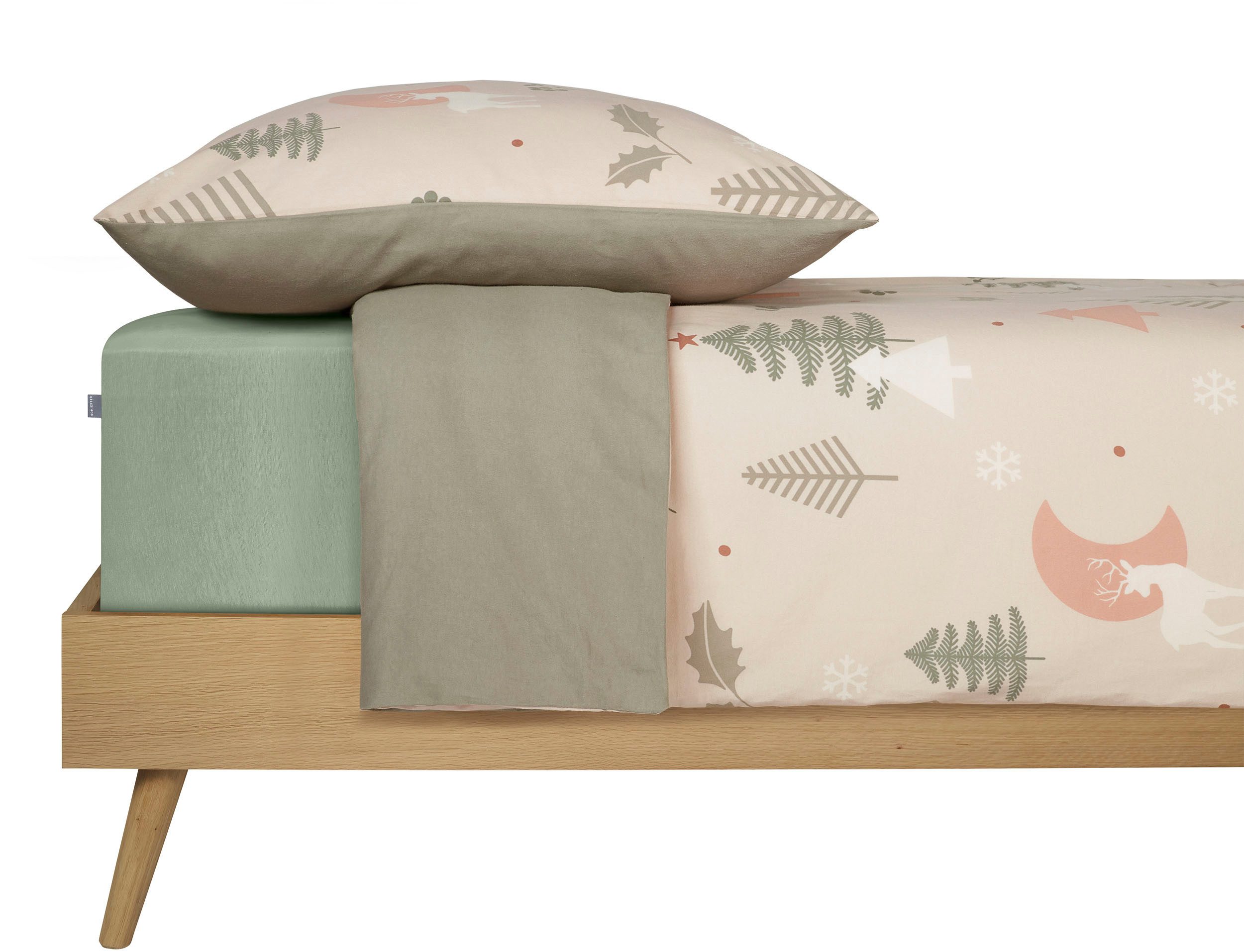 Schiesser Wendebettwäsche Uma aus weicher Baumwolle im Nordic-Look, Feinbiber, 2 teilig, Made in Green