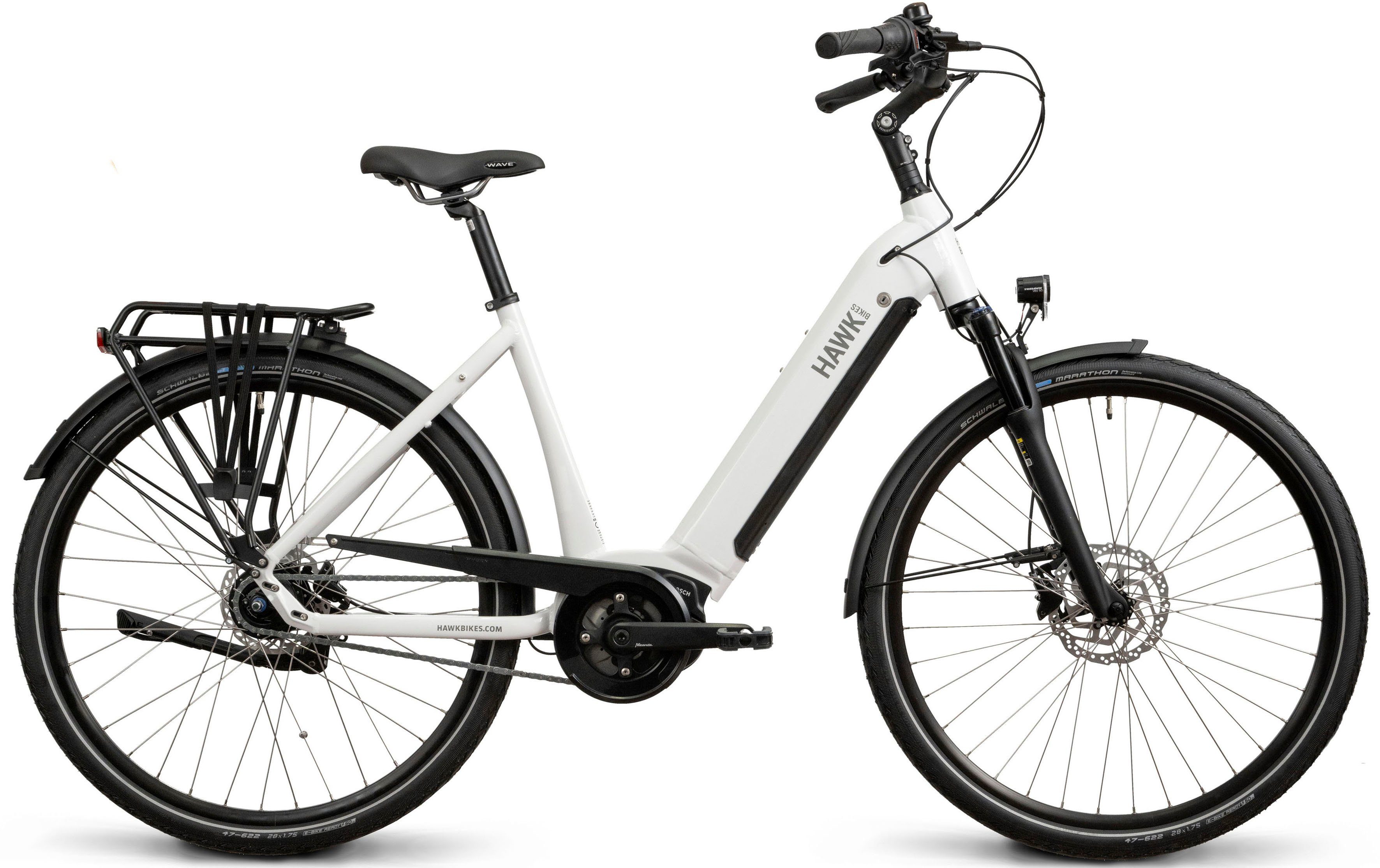 HAWK Bikes E-Bike Cityrad eCity Wave 400, 8 Gang Shimano, Nabenschaltung, Mittelmotor, 400 Wh, Pedelec, Elektrofahrrad für Damen u. Herren