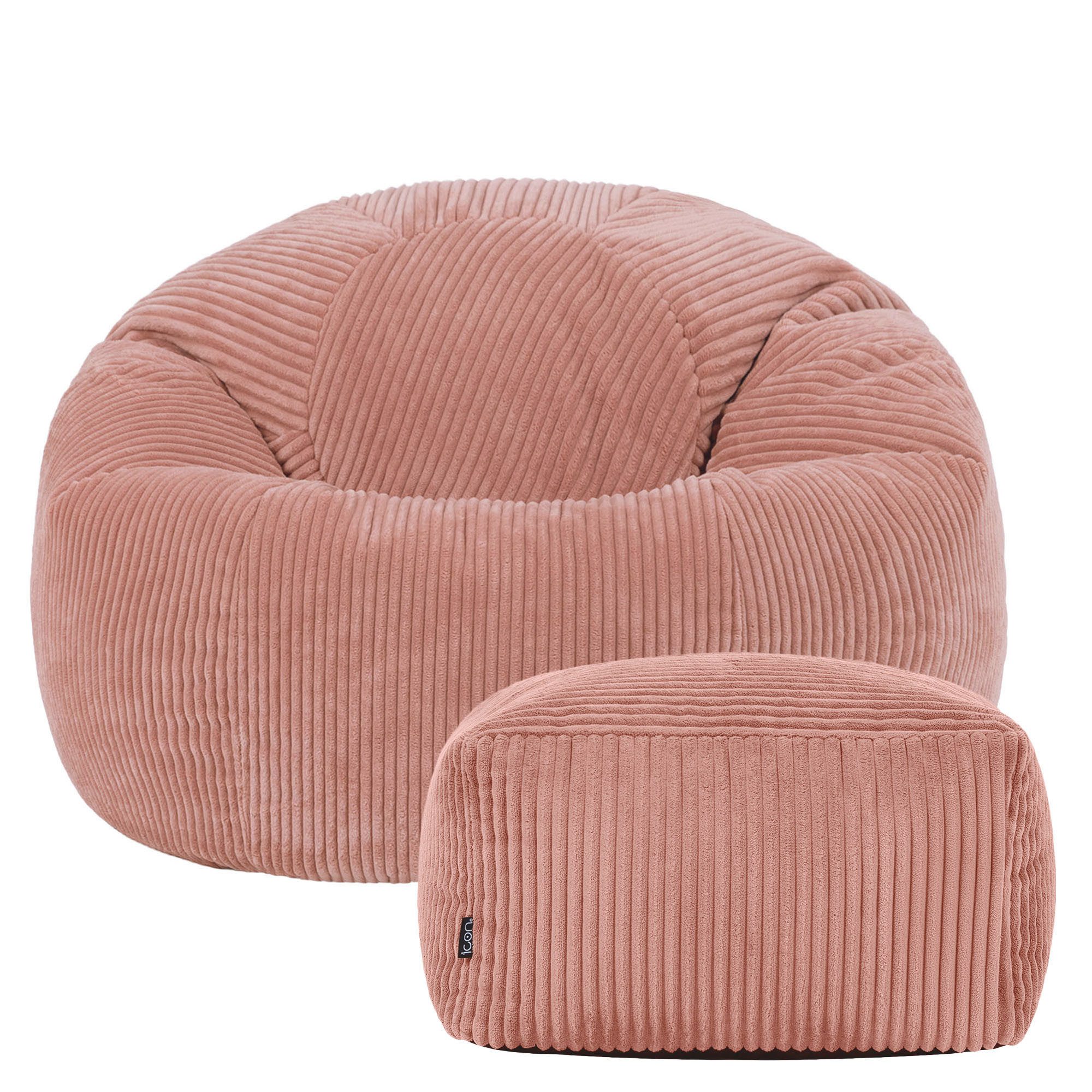 icon Sitzsack Erwachsene aus Cord „Kingston“ mit Hocker (Spar-Set, 1 x Sitzsack, 1 x Fußhocker), 85x50cm, Made in Germany, für Erwachsene & Kinder – Bild 4 von 5