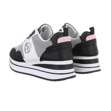 Ital-Design Damen Low-Top Freizeit Sneaker (86188138) Keilabsatz/Wedge Sneakers Low in Schwarz