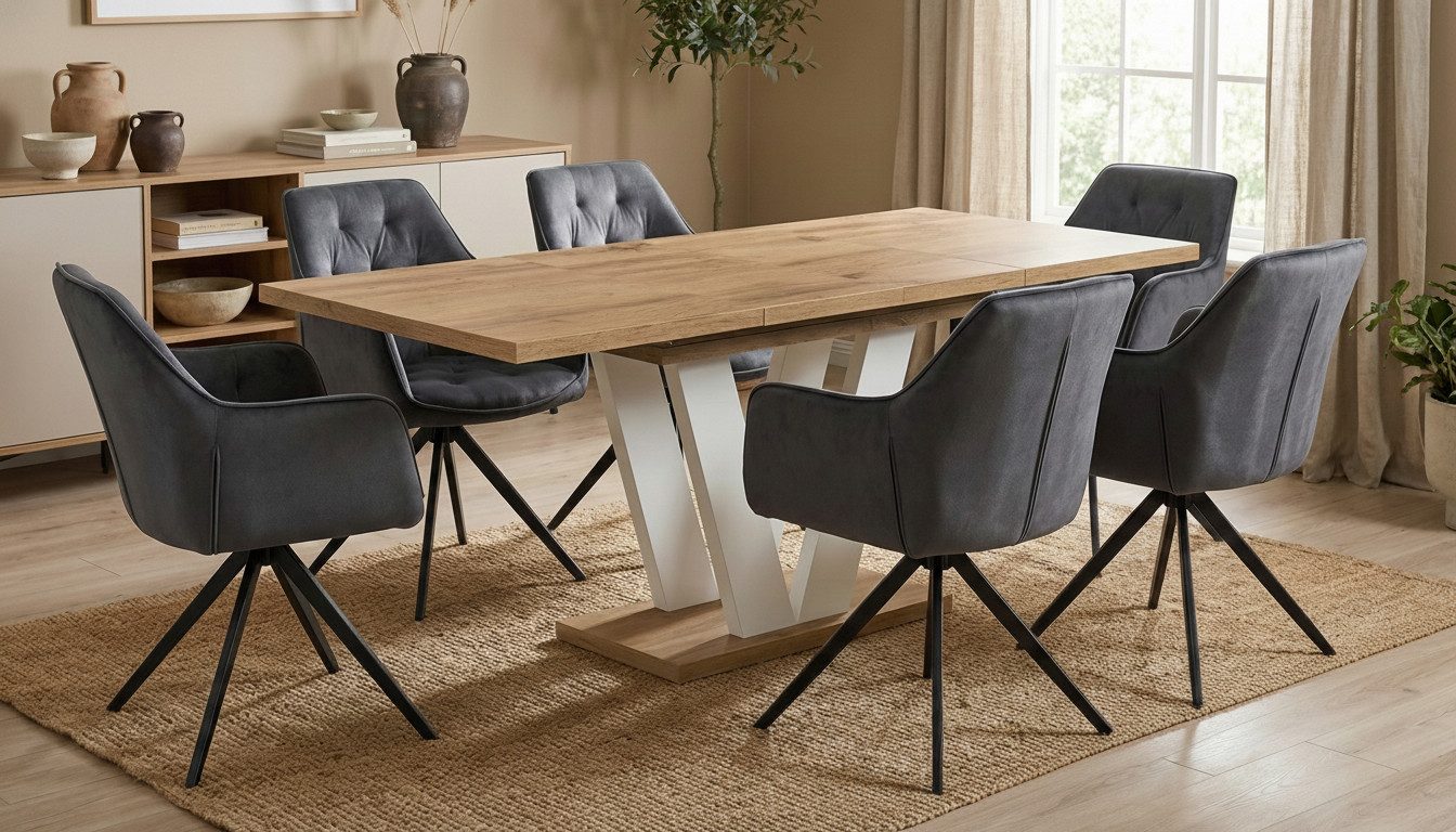 Endo-Moebel Essgruppe "Lara White" 130-210cm ausziehbar, Tischgruppe, für 6 günstig online kaufen