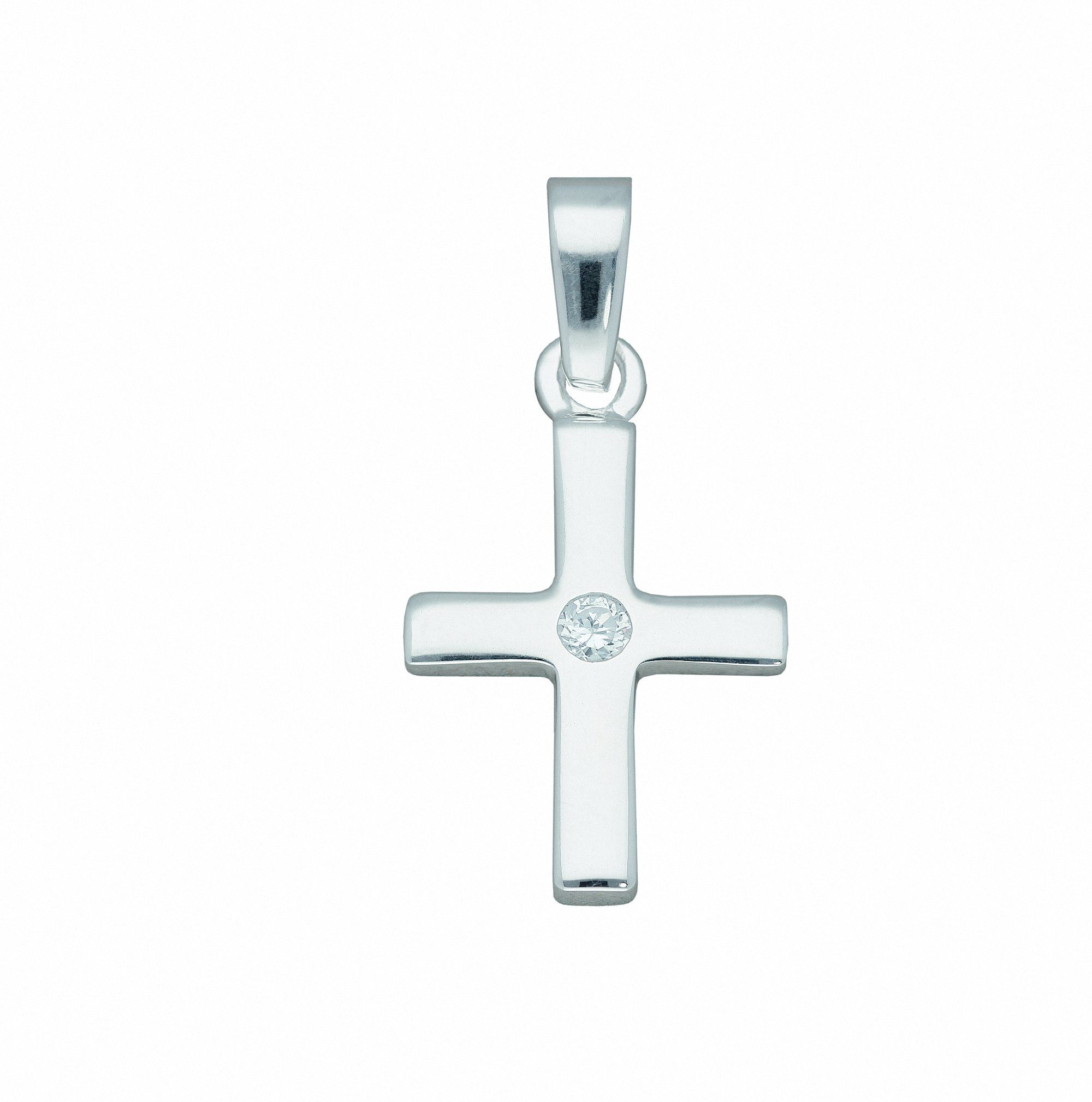 Kettenanhänger Damen & Herren 925 Silber Kreuz Anhänger mit Zirkonia