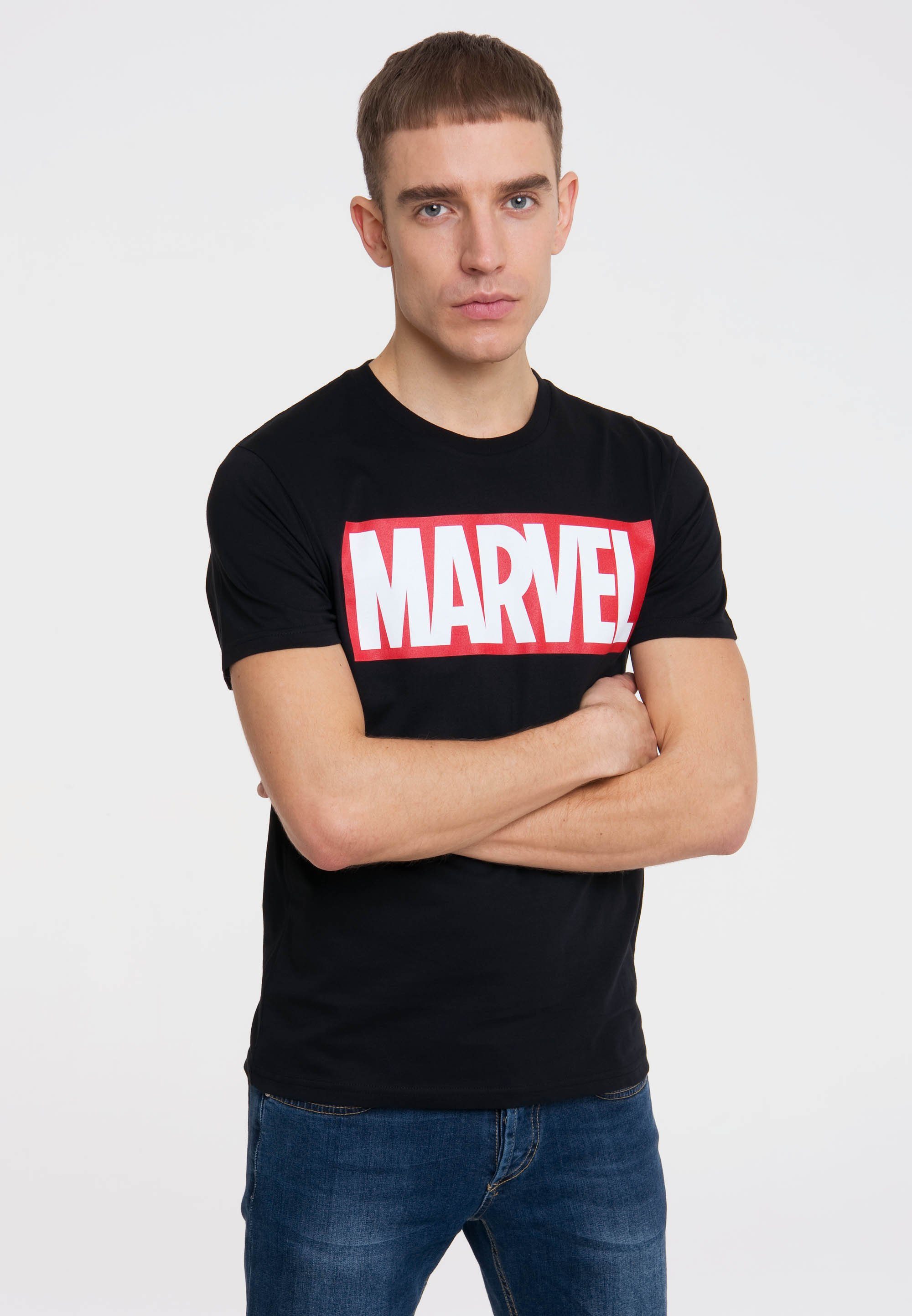 LOGOSHIRT T-Shirt Marvel Logo Logo-Frontdruck mit Marvel