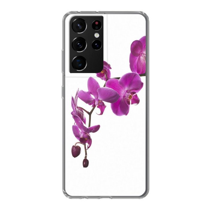 MuchoWow Handyhülle Orchidee vor weißem Hintergrund Phone Case Handyhülle Samsung Galaxy S21 Ultra Silikon Schutzhülle