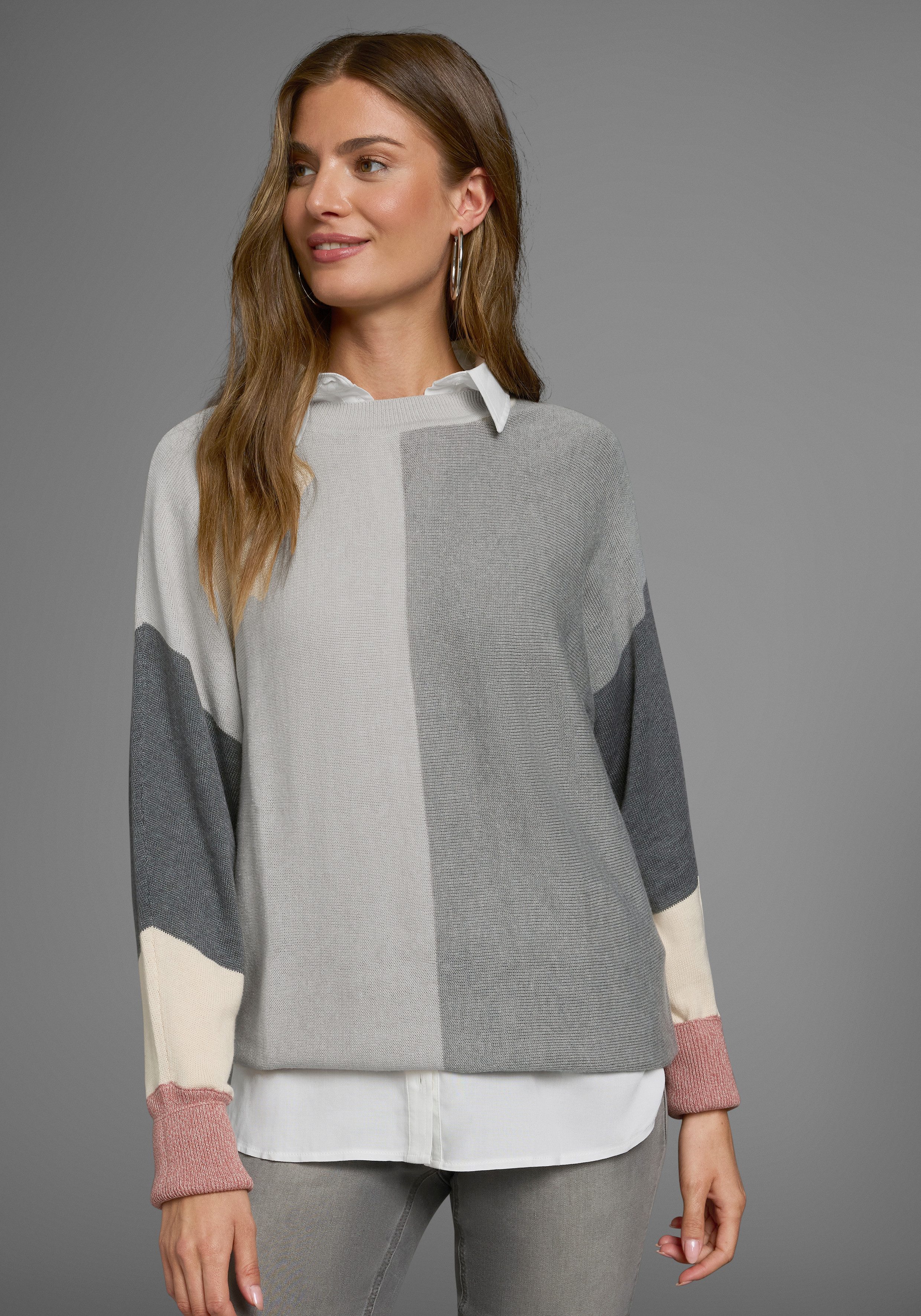 Boysen's Rundhalspullover mit modischem Pastel-Colorblocking günstig online kaufen