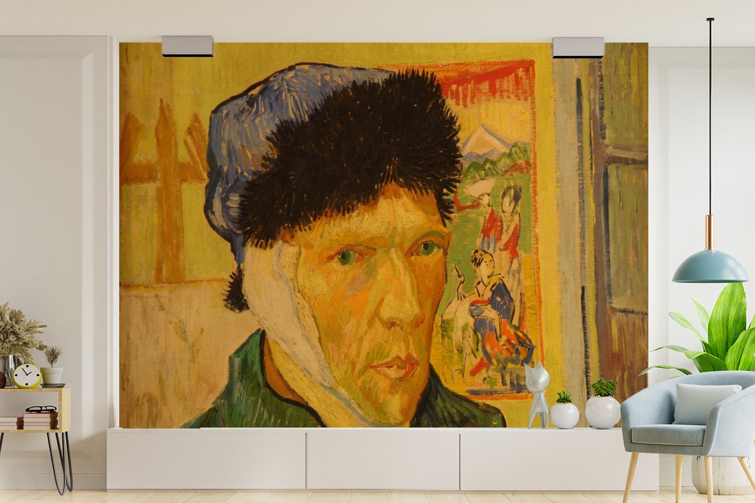 MuchoWow mit Wandtapete - für Tapete Fototapete van bedruckt, (6 Selbstbildnis St), Wohnzimmer, Vinyl Matt, Ohr Montagefertig Gogh, verbundenem Vincent