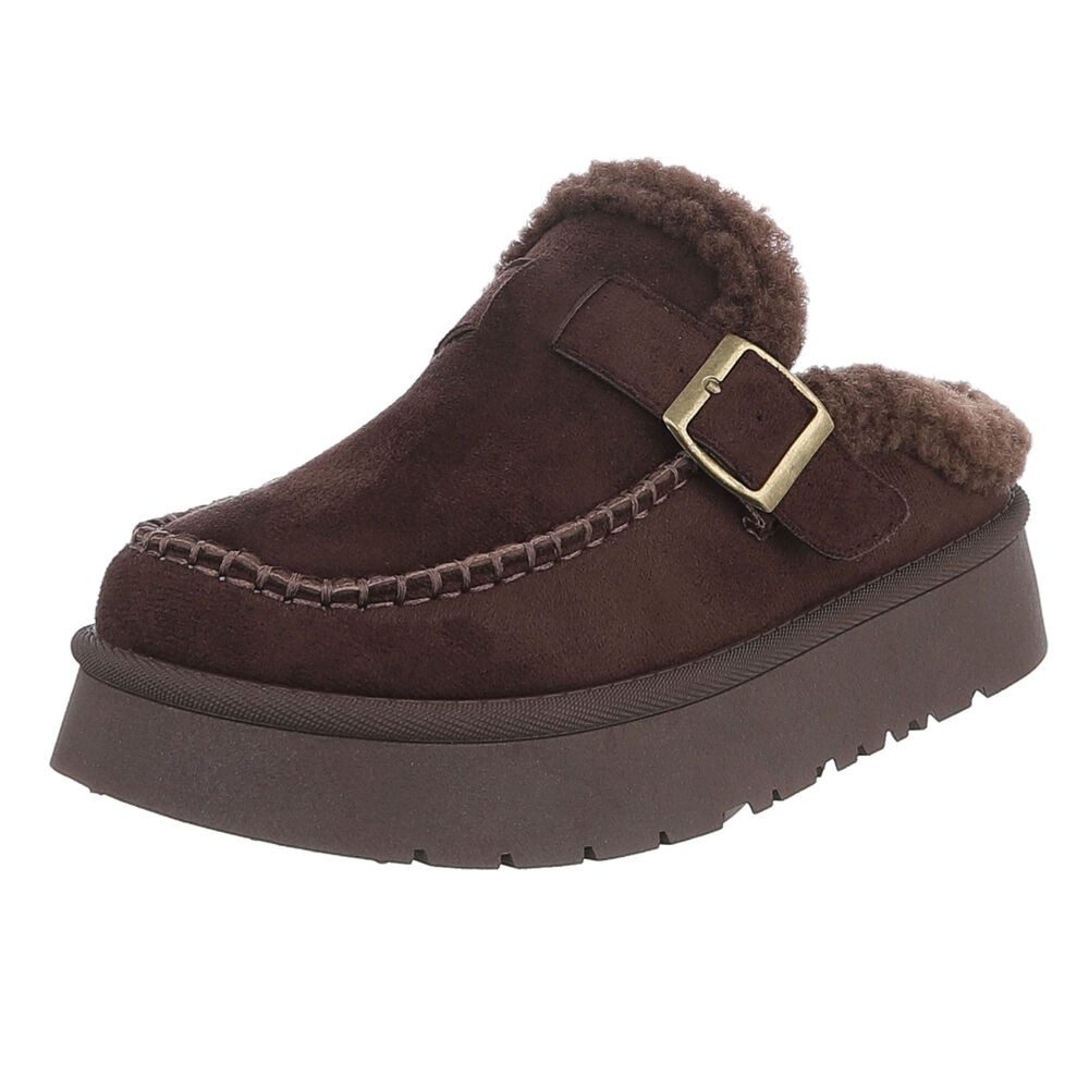 Damen Clog mit Plateausohle und Futter Snowboots