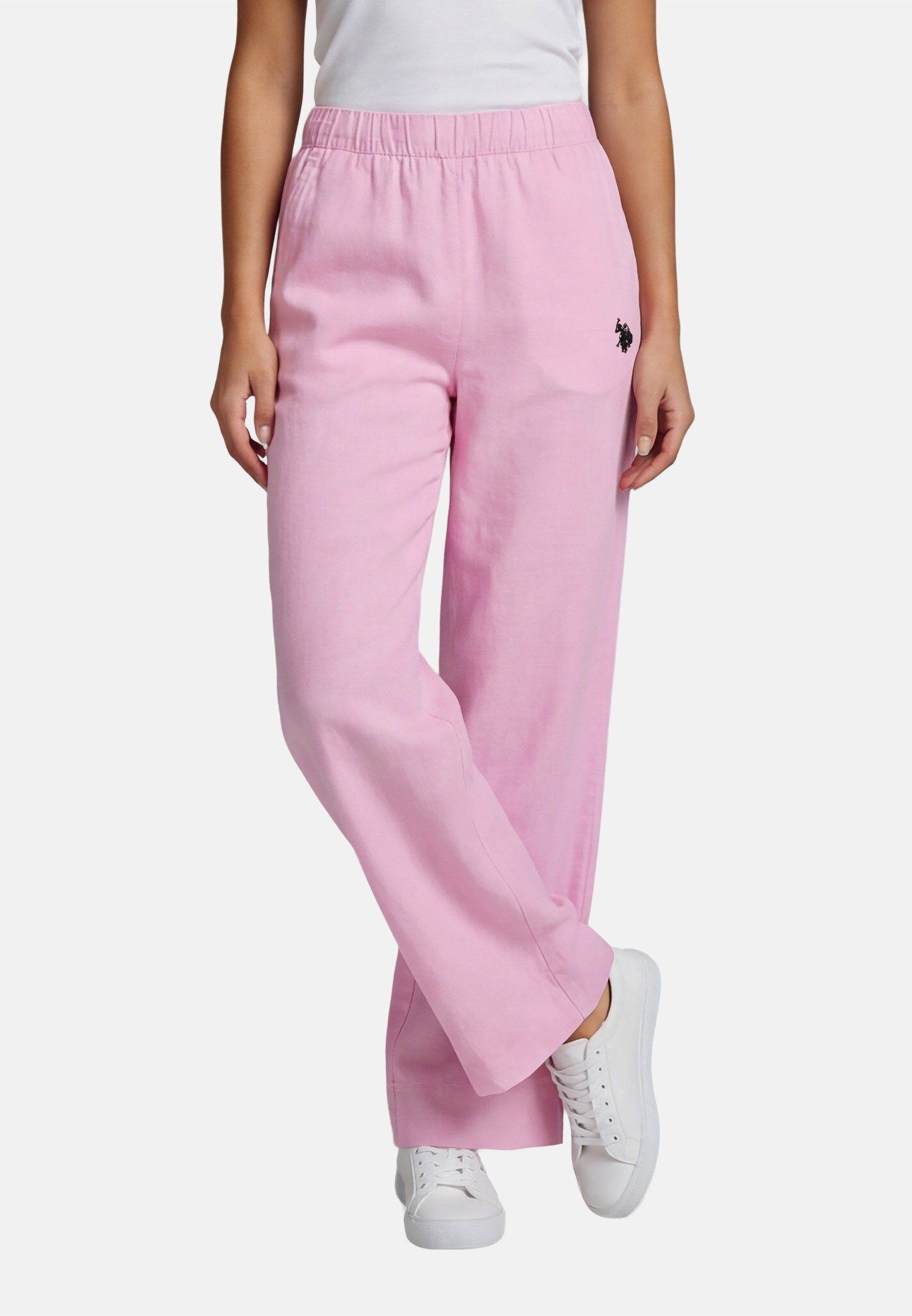 U.S. Polo Assn. Leinenhose USMoolly Damen - Sommerhose luftig mit elastischem Bund Leichte Hose aus Leinenmix mit Taschen und Komfortbund