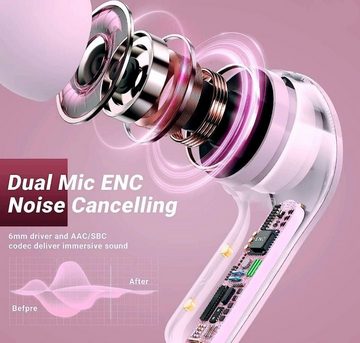 AURUM Bluetooth 5.3 Kabellos mit Dual-Mikrofon und KI-Anruf In-Ear-Kopfhörer (Aktive Geräuschunterdrückung für eine ungestörte Klangwelt voller Musikgenuss., Komposit-Audiotreiberfür HiFi-Stereoklang Noise Cancelling LED-Anzeige)