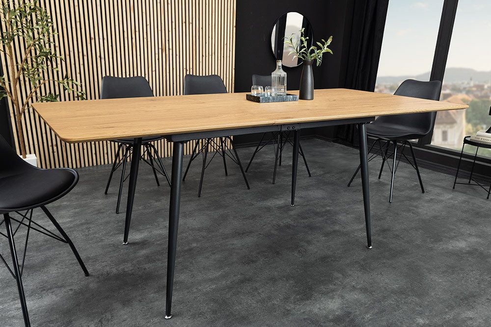 riess-ambiente Esstisch APARTMENT 120-160cm natur-Wildeiche, Metallgestell, ausziehbar, eckig (Einzelartikel, 1-St), verlängerbarer Küchentisch f. 6 Personen - ideal für den Essbereich