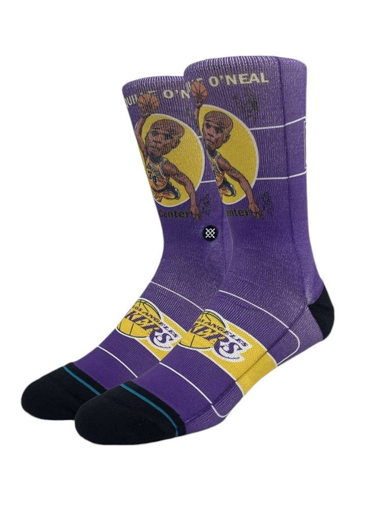 Stance Socken Tagessocke Crew Shaq Retro Big Head violett/gelb/schwarz - 1 Paar