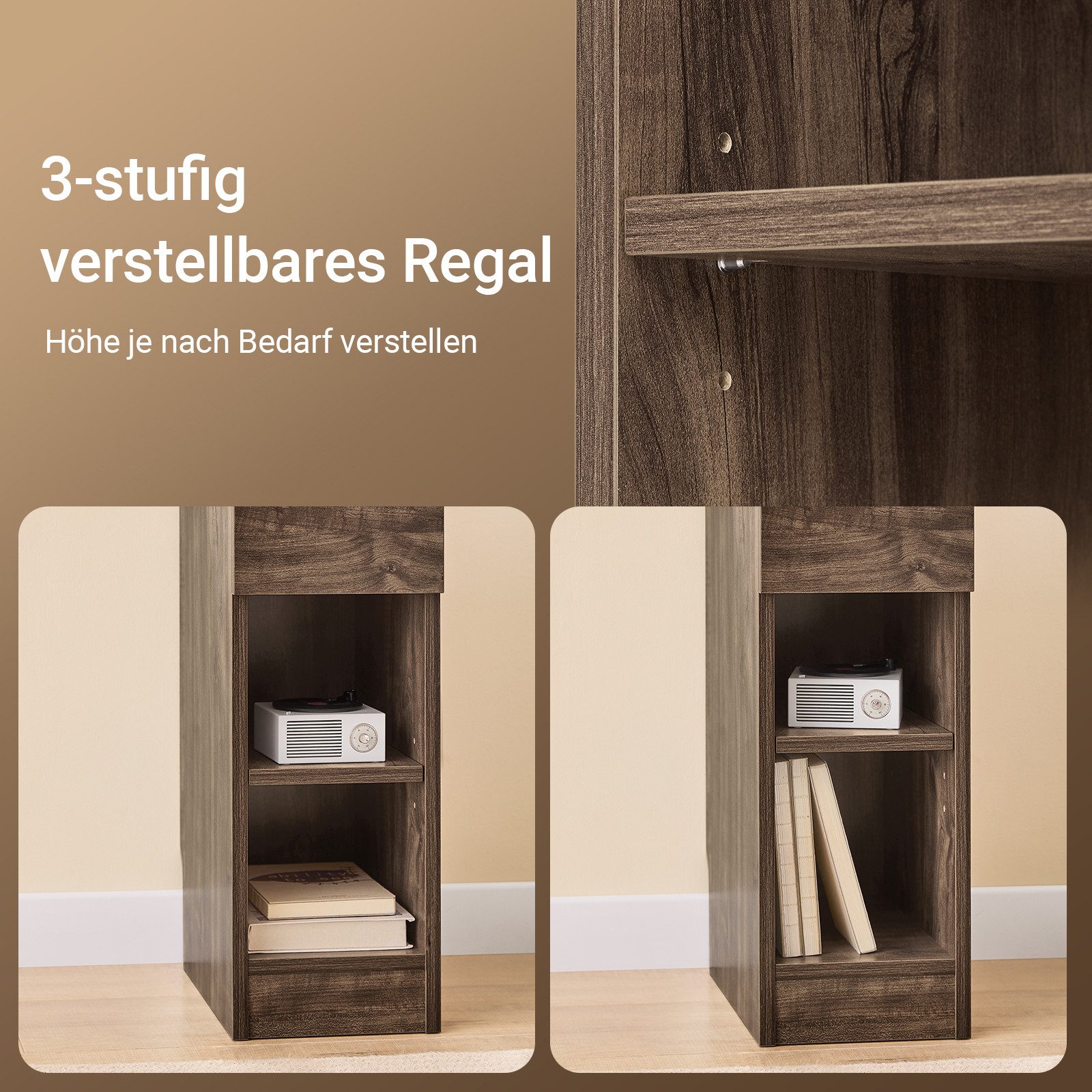 SoBuy Nachttisch FBT111, Nachtschrank kleiner Beistelltisch 20cm Breite, Nightstand, Nachttisch schmal, mit Schublade, Schlafzimmer Wohnzimmer kleine Räume – Bild 4 von 5