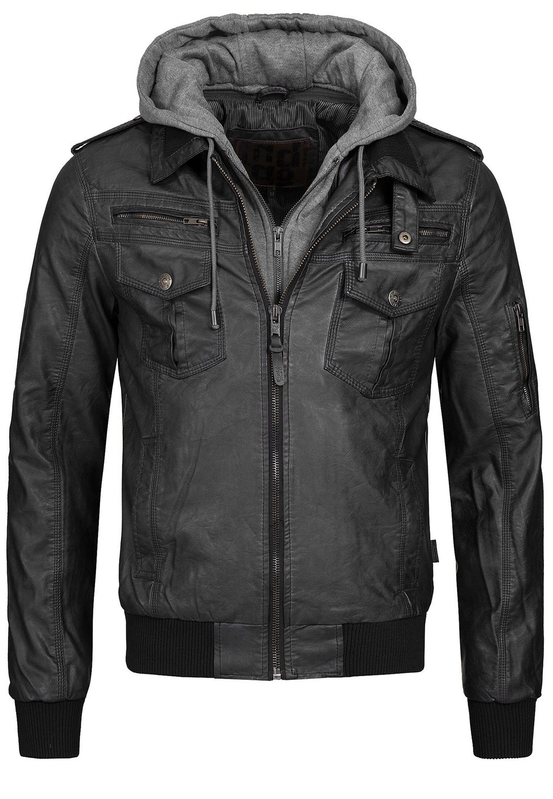 Indicode Lederimitatjacke title_otto mit gerippten Ärmel günstig online kaufen