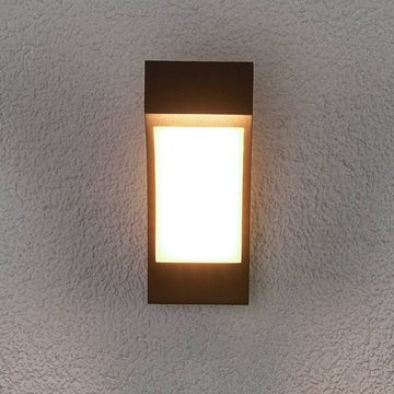 Lucande LED Außen-Wandleuchte Lennik, LED-Leuchtmittel fest verbaut, warmweiß, Modern, Aluminium, Kunststoff, grafitgrau, weiß transparent, 1