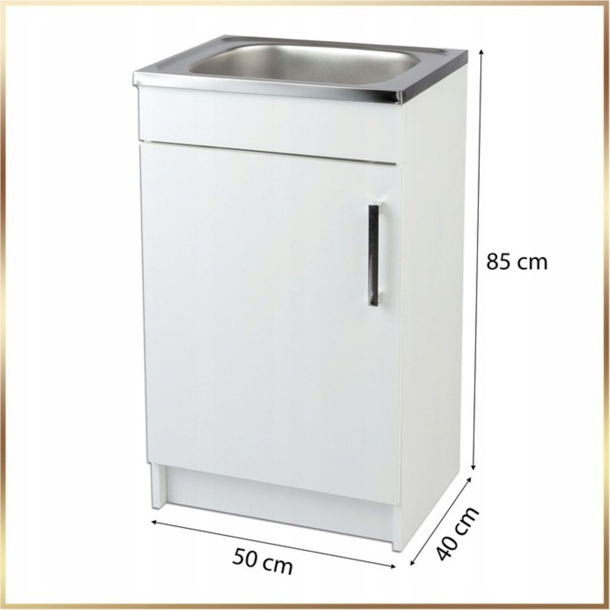 STAMAR Spülenschrank Küchenschrank 50cm Weiß Spüle Edelstahl Siphon Geschir günstig online kaufen