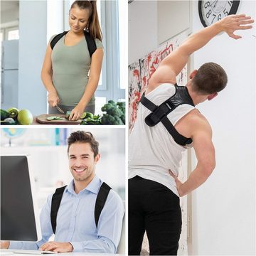 FITNESIX Rücken Stützgürtel Rückenbandage Rücken Geradehalter Haltungskorrektur Rückenbandage, kein einschnüren mehr und für jeden Rücken anpassbar