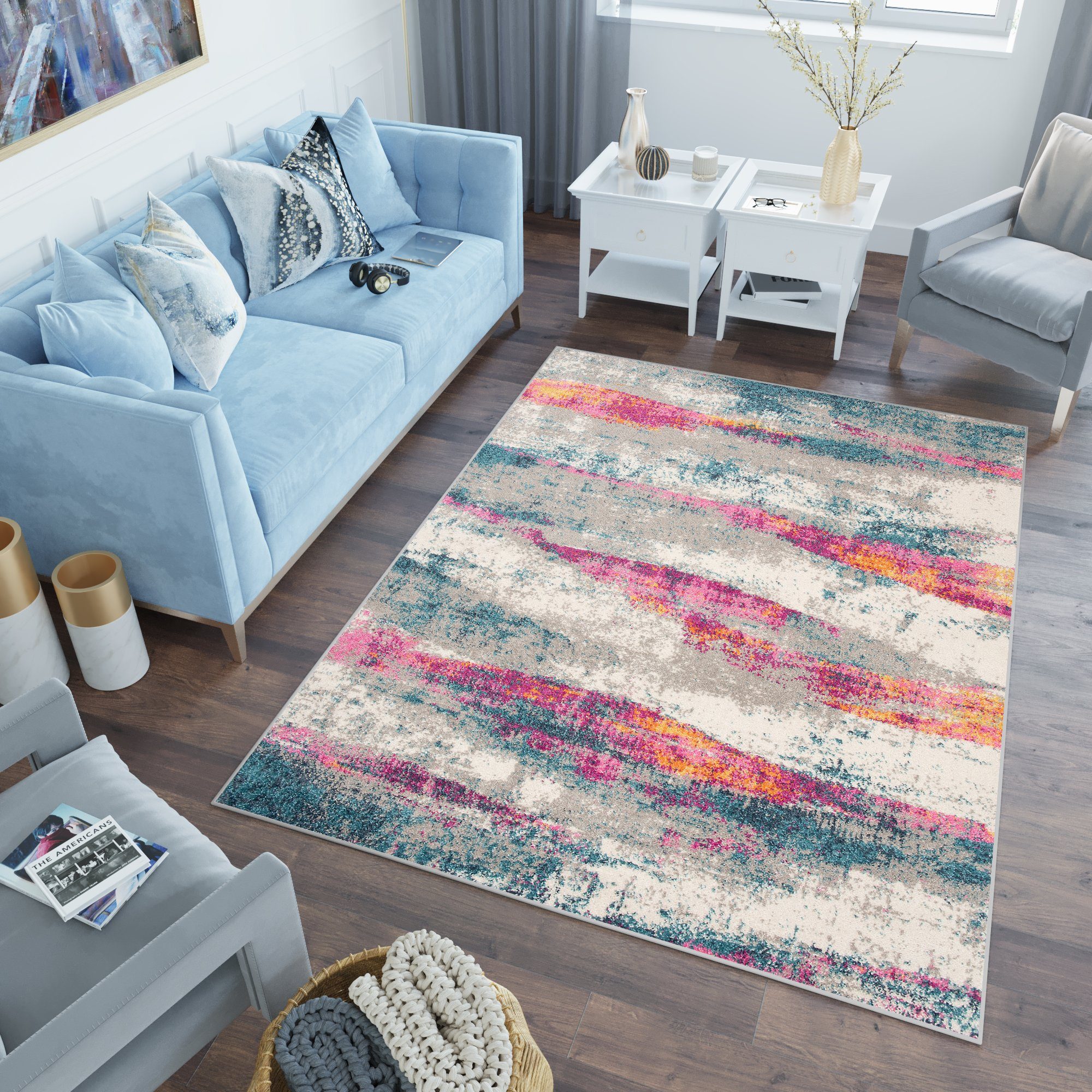 Tapiso Kinderteppich LAZUR, rechteckig, Höhe: 9 mm, Kurzflor, modern Design