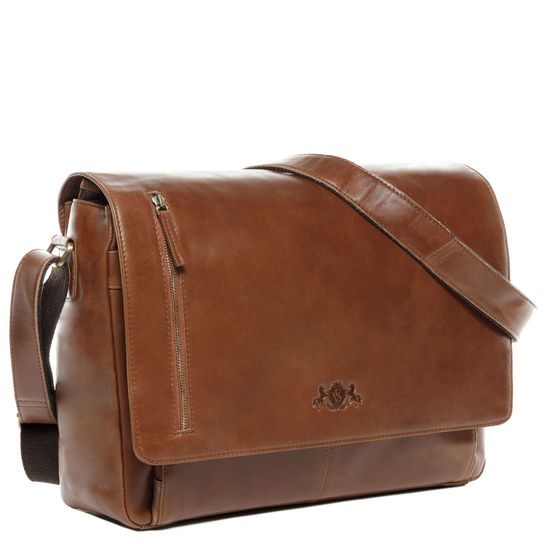 SID & VAIN Laptoptasche echt Leder Aktentasche 15 Zoll Laptop-Hülle braun, Laptoptasche 15 Zoll, Aktentasche Echtleder Damen Herren hellbraun