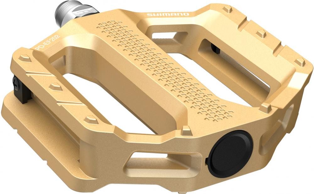 Plattformpedale SHIMANO Pedal PD-EF202 Gold Flat - robuste Plattformpedale für sichere