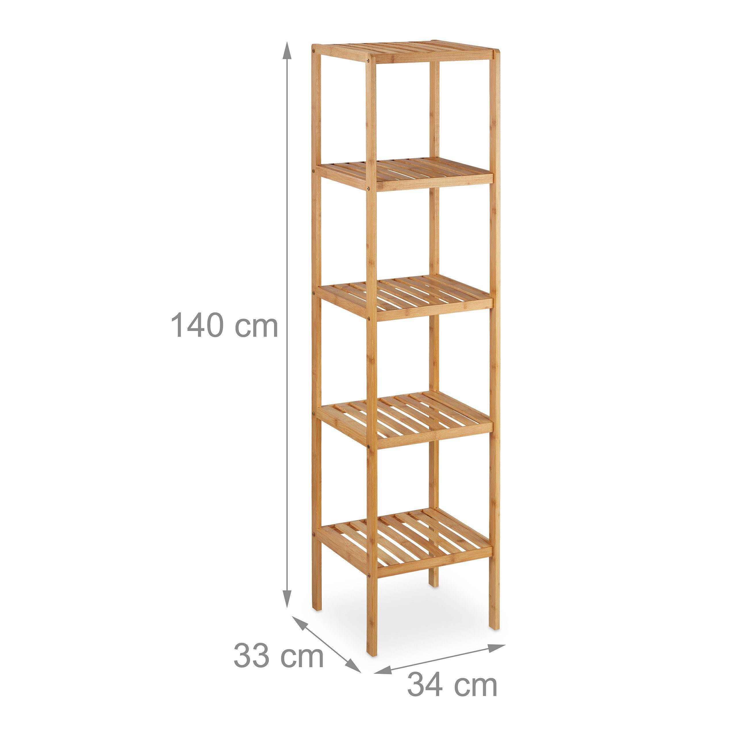 mit relaxdays Bambus Ablagen Badregal 5 Badmöbel-Set