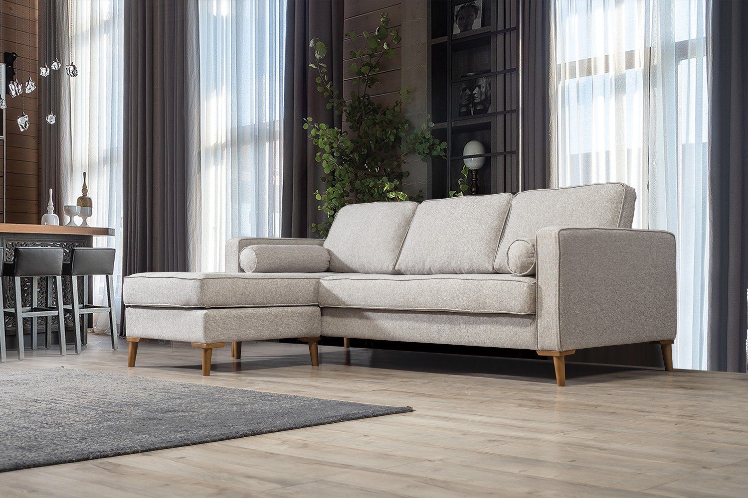 Villa Möbel Ecksofa Simply, 1, Quality Beige Turkey- Mikrofaserstoff Made in Pflegeleichter