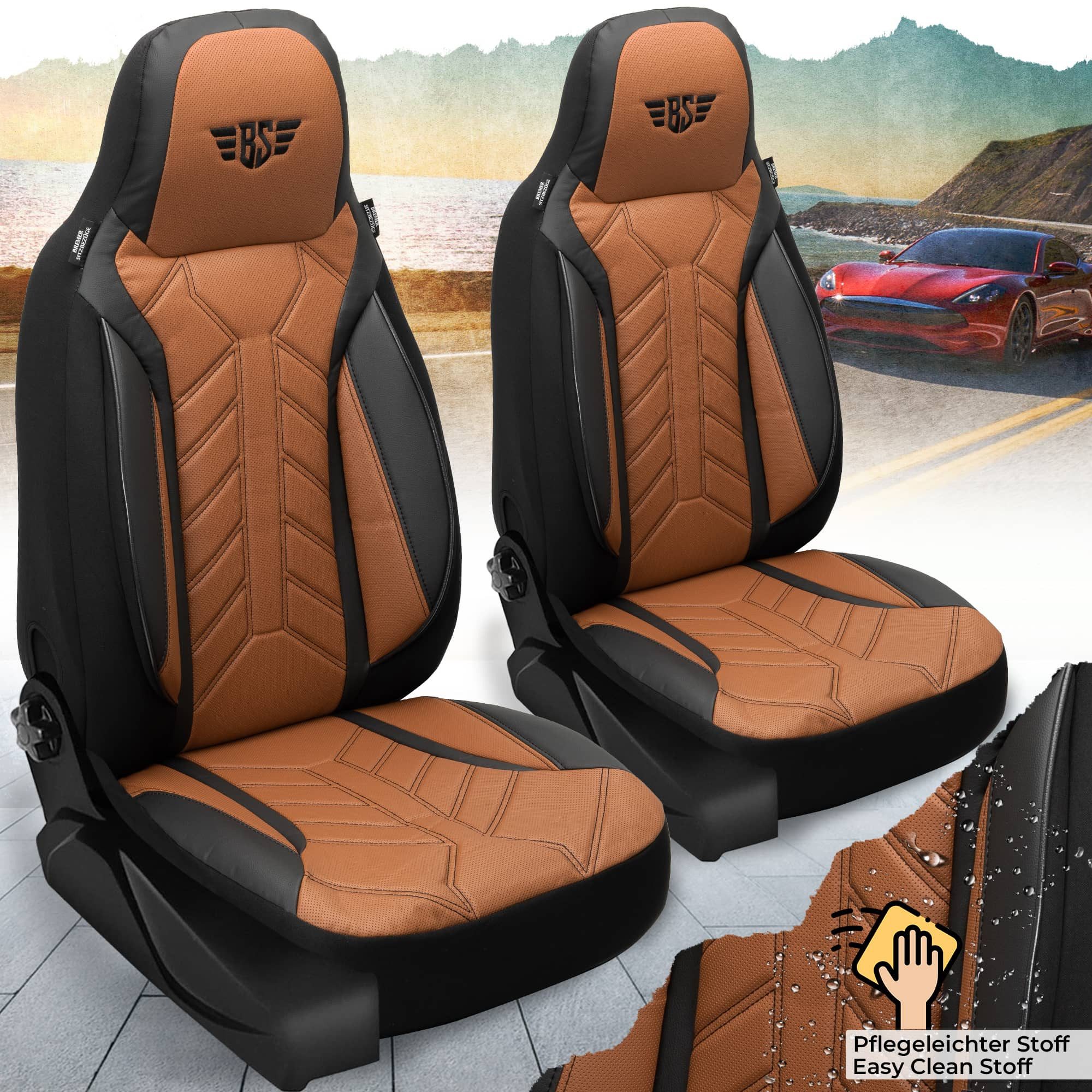 BREMER SITZBEZÜGE Autositzbezug für VW Amarok Bj ab 2010 (DPL511), Set, 2-tlg., Schonbezüge Sitzbezüge Fahrer und Beifahrer, in Schwarz/Schokobraun