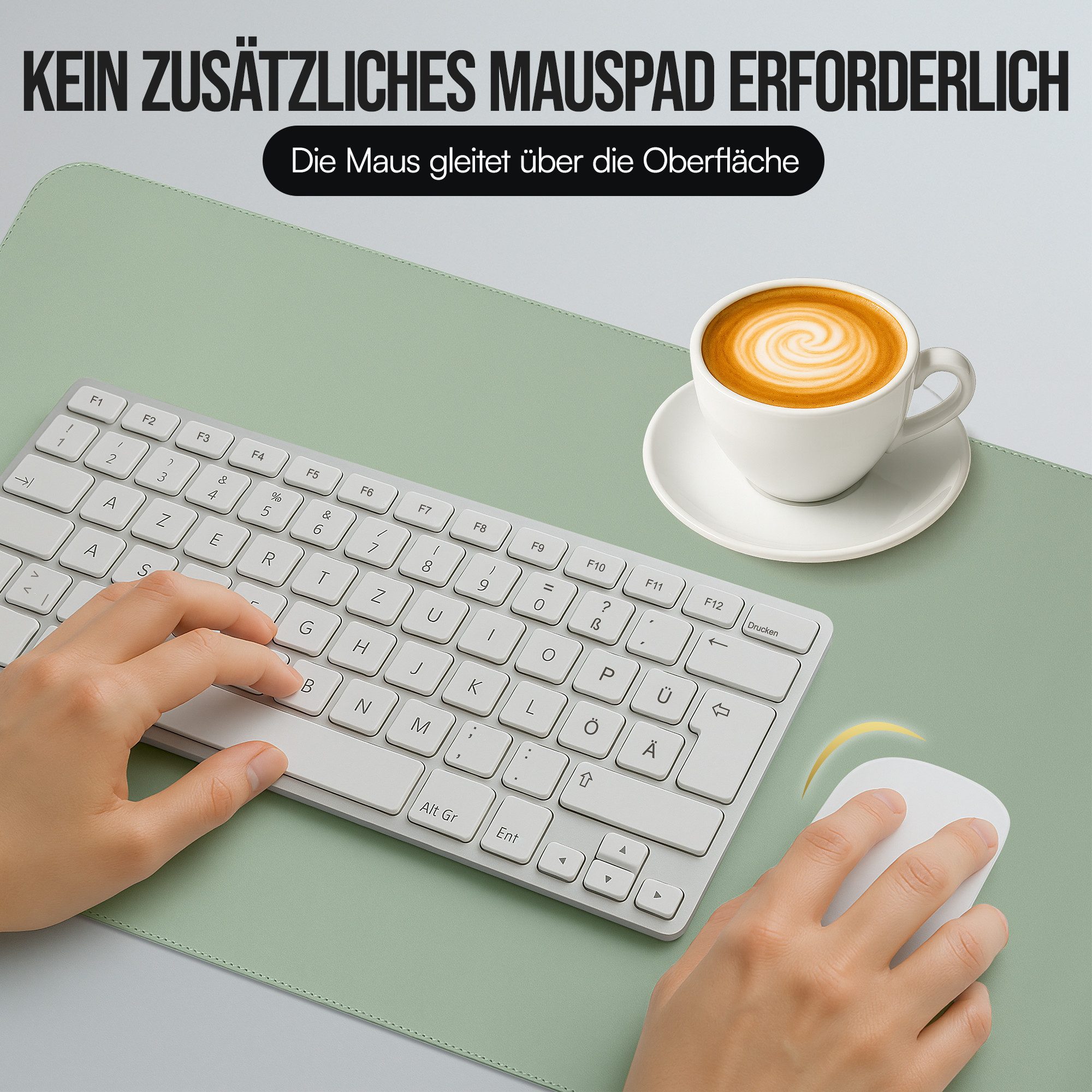Midori Schreibtischunterlage, (Midori Schreibtischunterlage 80x40cm Mauspad Tischunterlage Hellgrün)