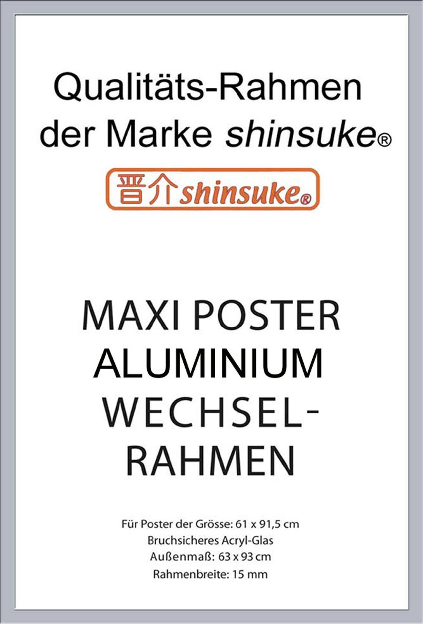 empireposter Bilderrahmen ALU Rahmen für Poster der Grösse 61x91,5 cm Silber
